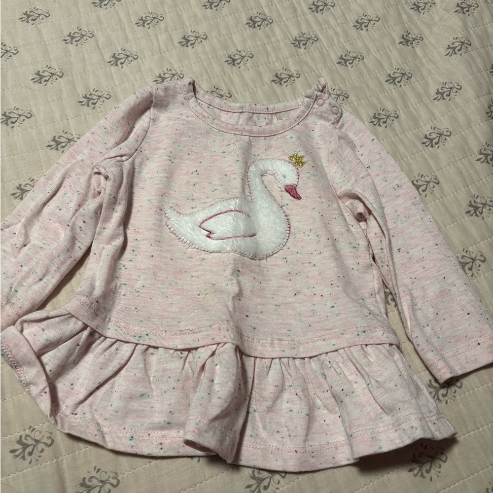 Baby Girl Pink Speckled Long Sleeve Top